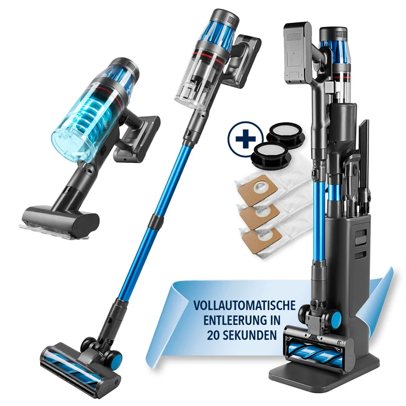 AeroTech 500 Staubsauger mit Absaugstation – Grau-Blau