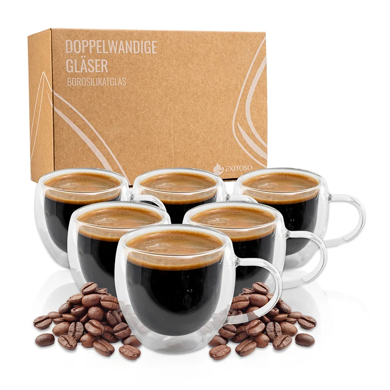 Doppelwandige Gläser - 6er-Set - 80 ml