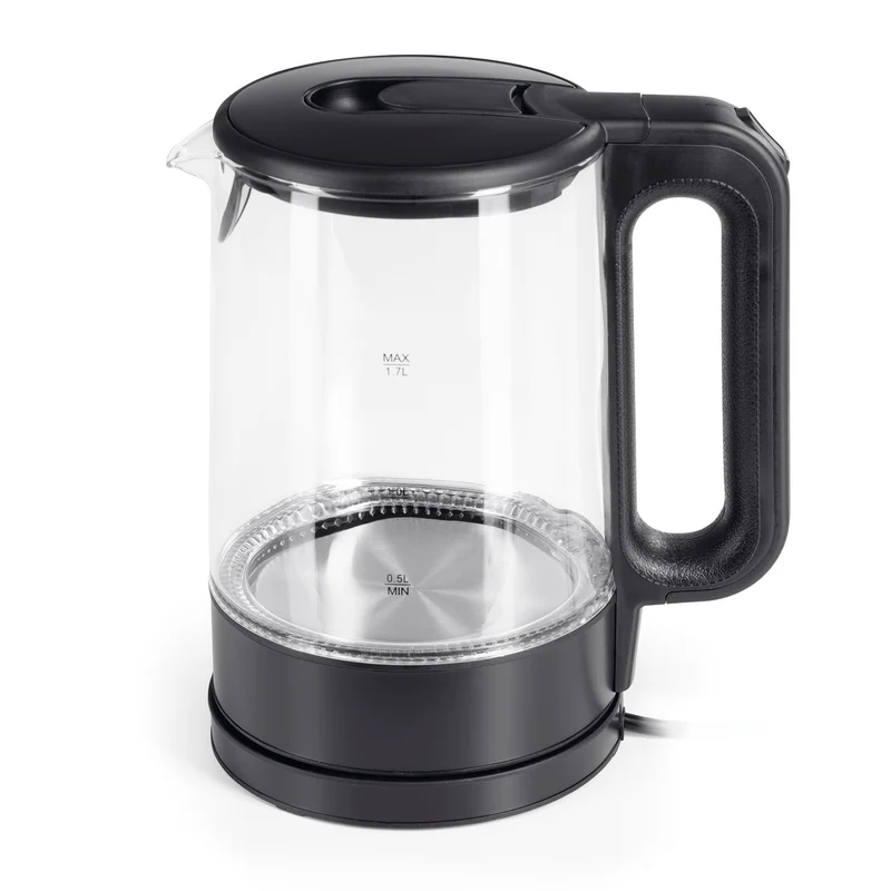 Glas-Wasserkocher LED - 1,7l - schwarz matt