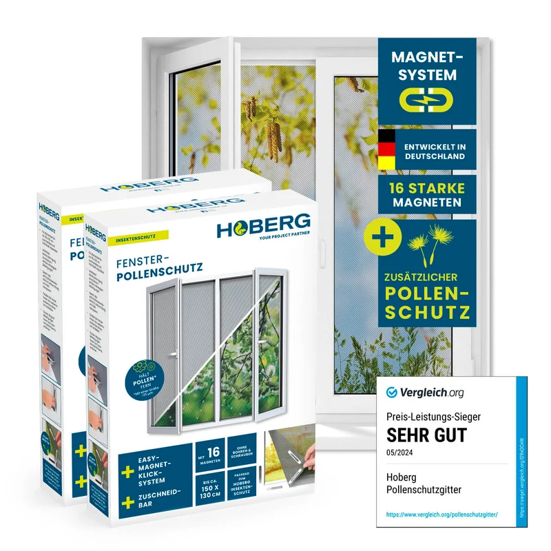 Insekten- & Pollenschutzgitter mit Magnetbefestigung - 2er-Set
