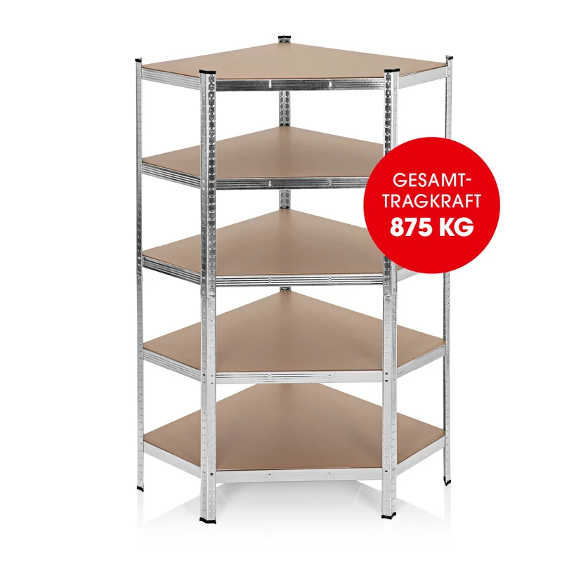 Schwerlast-Eckregal & Werkbank - 180 x 90 x 40 cm - 875 kg Traglast, 175 kg pro Ebene