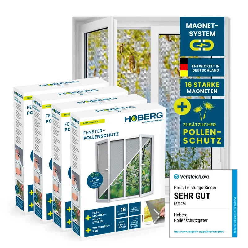 Insekten- & Pollenschutzgitter mit Magnetbefestigung - 4er-Set