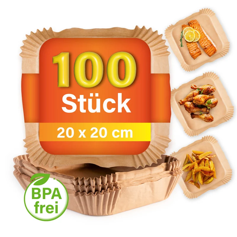 Backpapierschalen für Heißluftfritteusen (5–6 l) - 100 Stück
