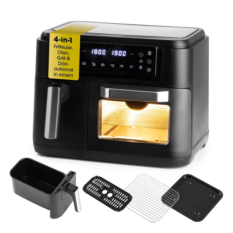 4-in-1-Heißluftfritteuse - Fritteuse, Ofen, Grill & Dörrautomat in einem