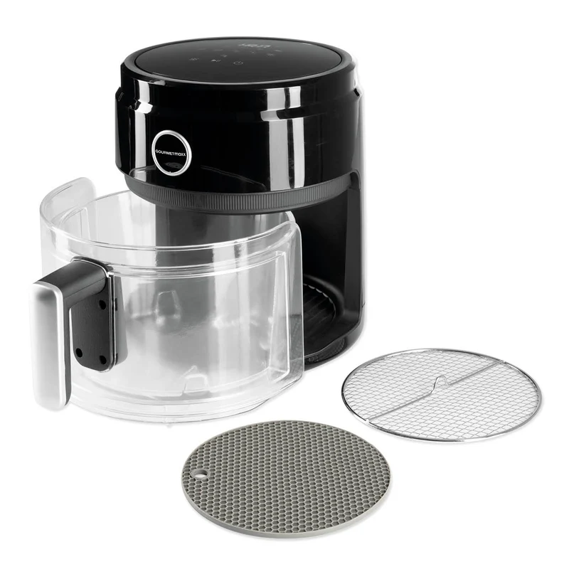 Heißluft-Fritteuse Digital mit Glas-Garkorb - 3,3 l - schwarz