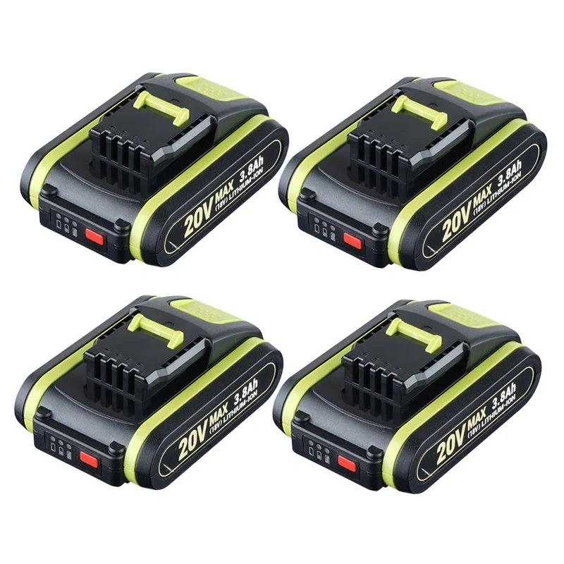 20V Max 3.8Ah Lithium Batterie für Worx WXL1805A WA3520 WA3575 WA3578 WA3551 WG160 4-Stück