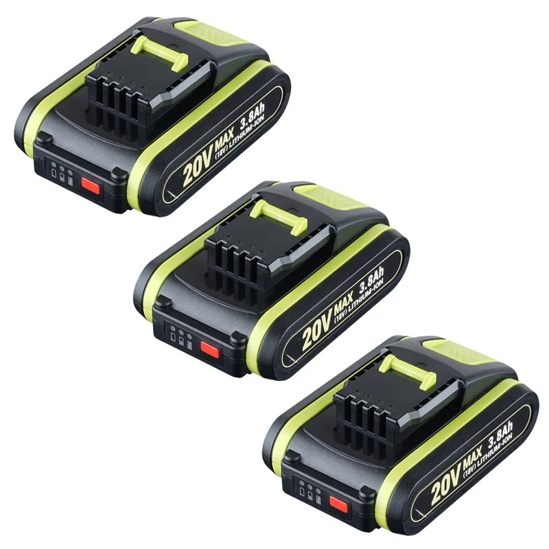 20V Max 3.8Ah Lithium Batterie für Worx WXL1805A WA3520 WA3575 WA3578 WA3551 WG160 3-Stück