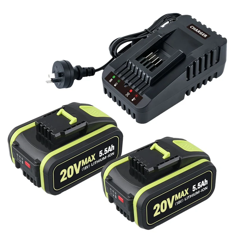 Für Worx WA3520 WA3575 20V Max 5Ah Lithium Batterie X2 UND Für Worx WA3880 18V (20V MAX) schnelladegerät 1 stunde Ladegerät
