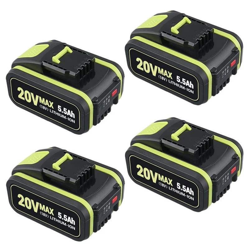 Abverkauf | 20V Max 5Ah Lithium Batterie für Worx WA3579 WA3520 WA3575 WA3578 WA3525 WG160 4-Stück