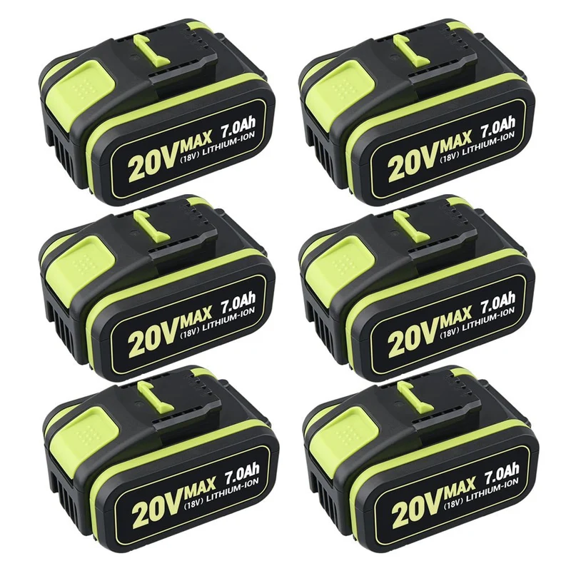 20V Max 7.0Ah Lithium Batterie für Worx WA3579 WA3520 WA3575 WA3578 WA3525 WG160 6-Stück