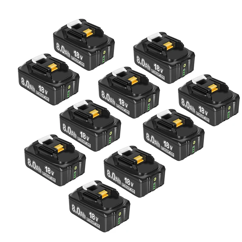 18V 8Ah BL1860B Ersatzakku für Makita mit LED 10-Stück/Kompatibel mit Makita 18V BL1830B BL1860B BL1820 LXT-400