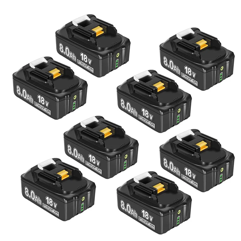 18V 8Ah BL1860B Ersatzakku für Makita mit LED 8-Stück/Kompatibel mit Makita 18V BL1830B BL1860B BL1820 LXT-400