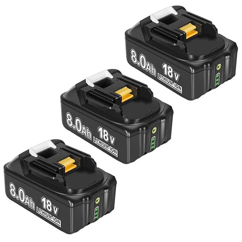 18V 8Ah BL1860B Ersatzakku für Makita mit LED 3-Stück/Kompatibel mit Makita 18V BL1830B BL1860B BL1820 LXT-400