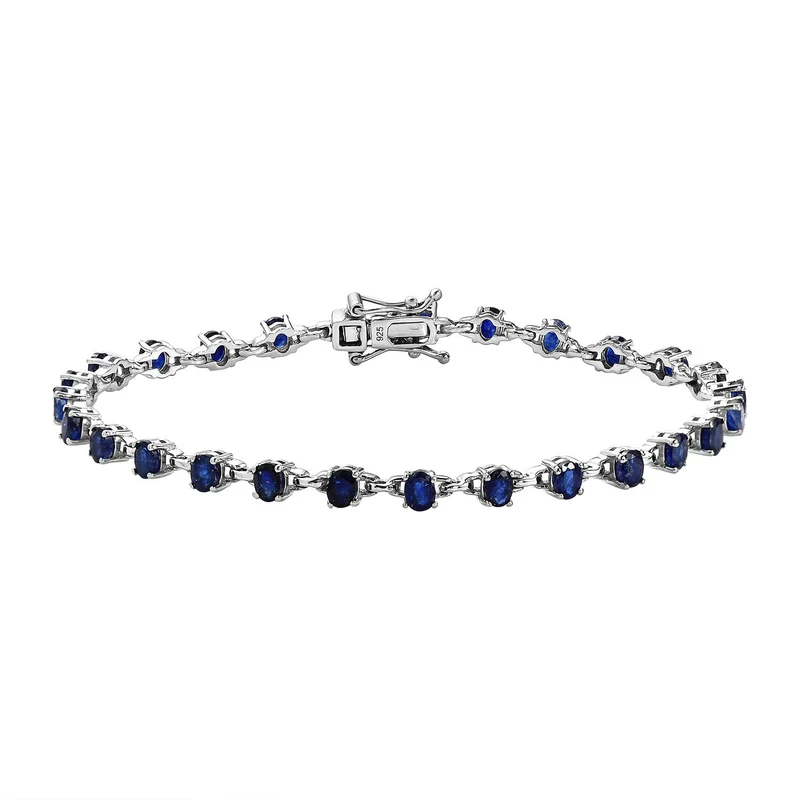 Masoala Saphir Armband, (Fissure gefüllt), ca. 20 cm, 925 Silber platiniert ca. 7,25 ct