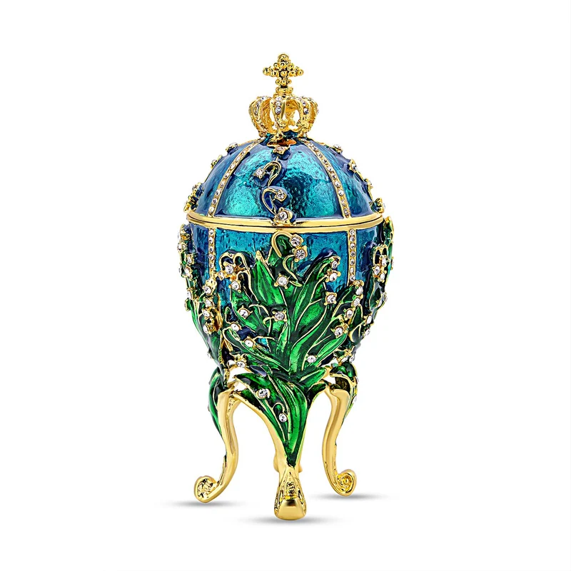 Tablettendöschen Deko Ei mit Kristallen, emailliert, blau