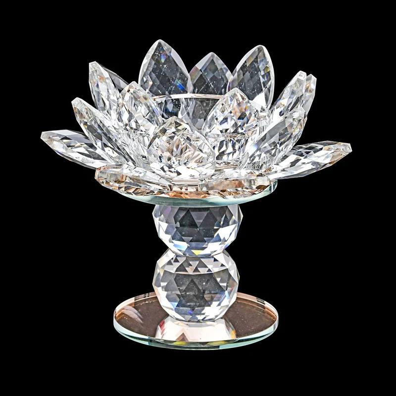 The 5th Season - Lotus-Design-Kristall-Kerzenhalter, Champagner, 7.5x13cm