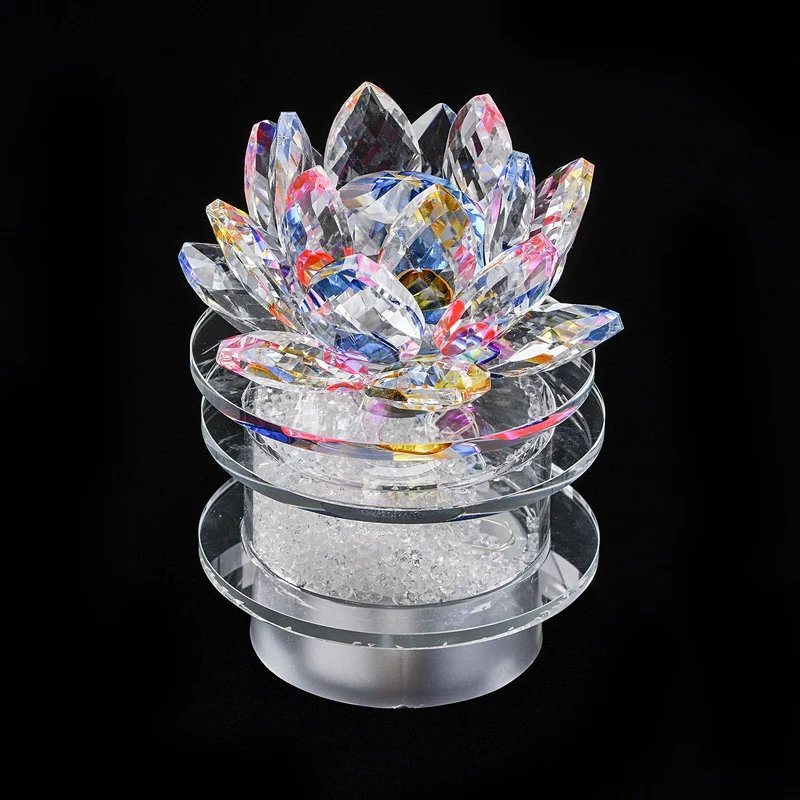 The 5th Season - Kristall Lotusblüte LED-Licht mit drehbarem Sockel, 9,5x10,5 cm