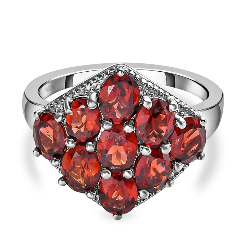 Natürlicher Mosambik Granat-Ring, 925 Silber platiniert ca. 3.44 ct