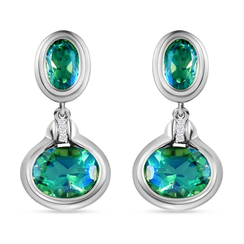 Pfau Triplett Quarz Ohrringe, 925 Silber platiniert ca. 4,29 ct