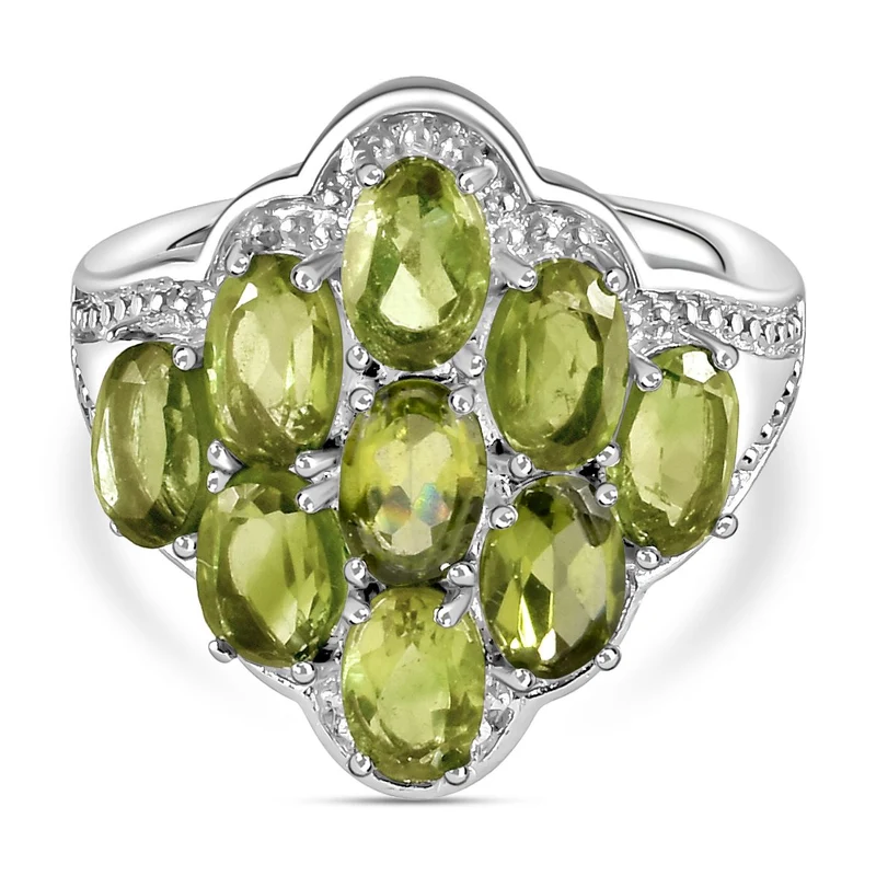 Peridot-Ring, Edelstahl, ca. 4,51 ct