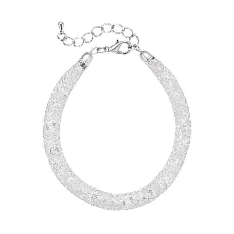 Weißes Kristall Armband, ca. 18 cm, reines Messing