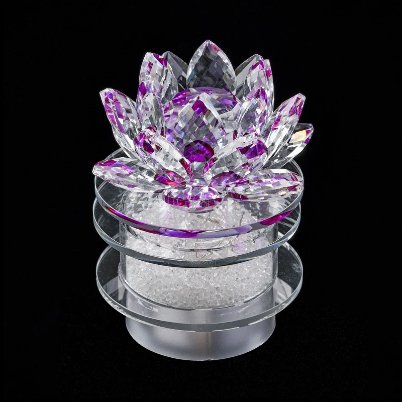 The 5th Season - Kristall Lotusblüte LED-Licht mit drehbarem Sockel, 9,5x10,5 cm, rosa