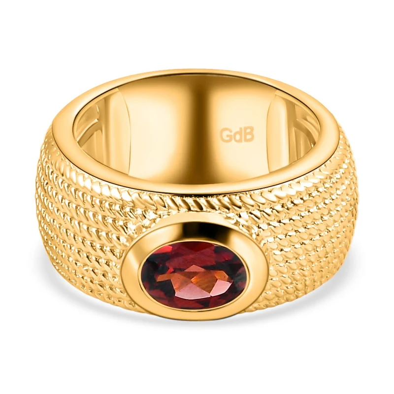 Roter Granat Ring, reines Messing vergoldet ca. 1,49 ct