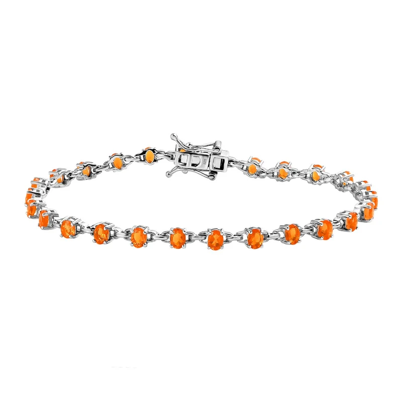 Salamanca Feueropal Armband, ca. 19 cm, 925 Silber platiniert ca. 2.85 ct
