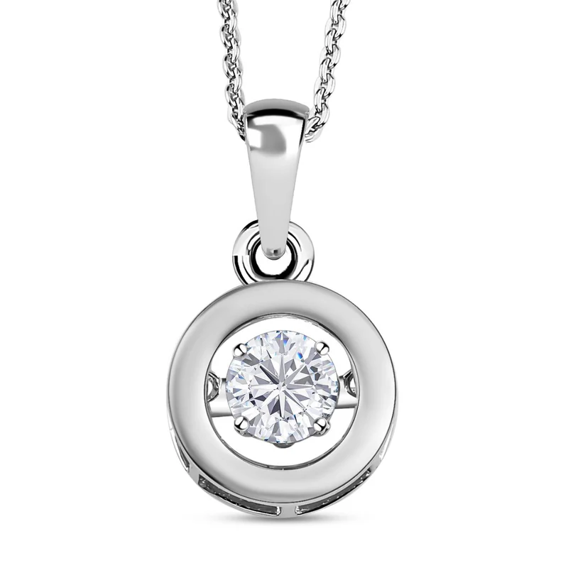 88 Facetten Moissanit-Anhänger mit Kette, 925 Silber platiniert ca. 0.44 ct