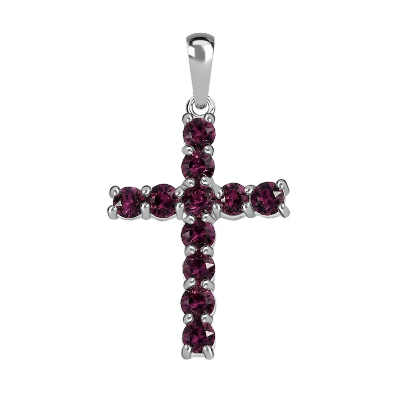 Violetter Kristall-Kreuzanhänger, 925 Silber ca. 0.81 ct
