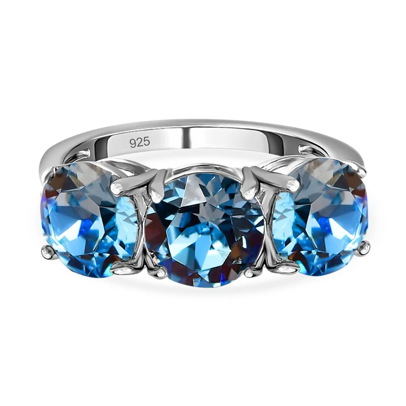 Aquamarin-Kristall Ring, 925 Silber