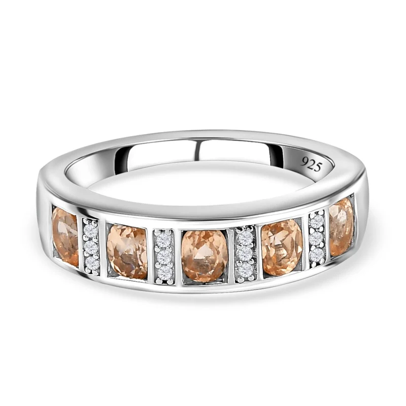 AA Ceylon kaiserlicher Granat und weißer Zirkon-Ring, 925 Silber platiniert ca. 1.24 ct