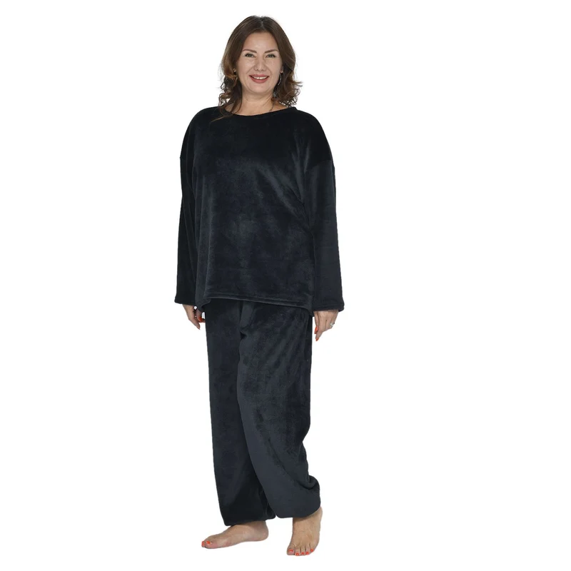 Flauschiger Hausanzug, One Size, Schwarz