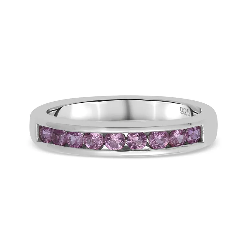 Rosa Saphir Half Eternity Band Ring 925 Silber platiniert ca. 0,69 ct