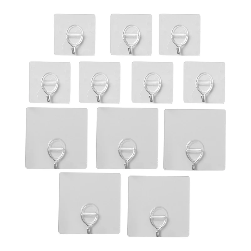 12er-Set abnehmbare, transparente und abwaschbare Haken, 3-8kg