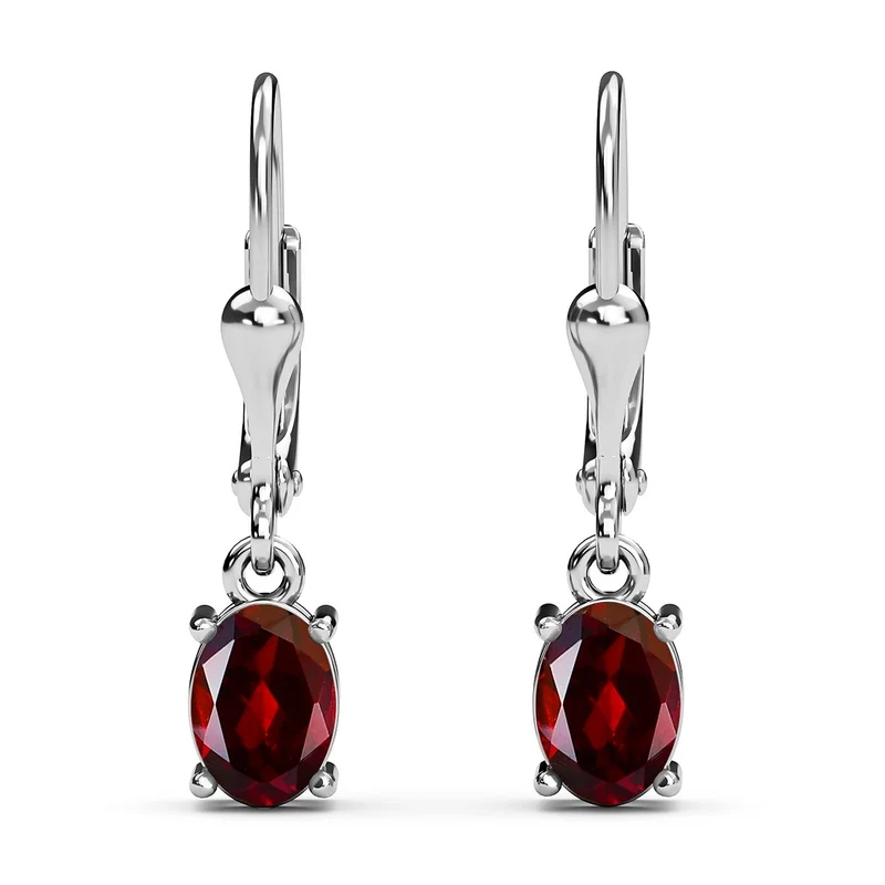 Rote Granat Ohrringe, 925 Silber ca. 2,97 ct