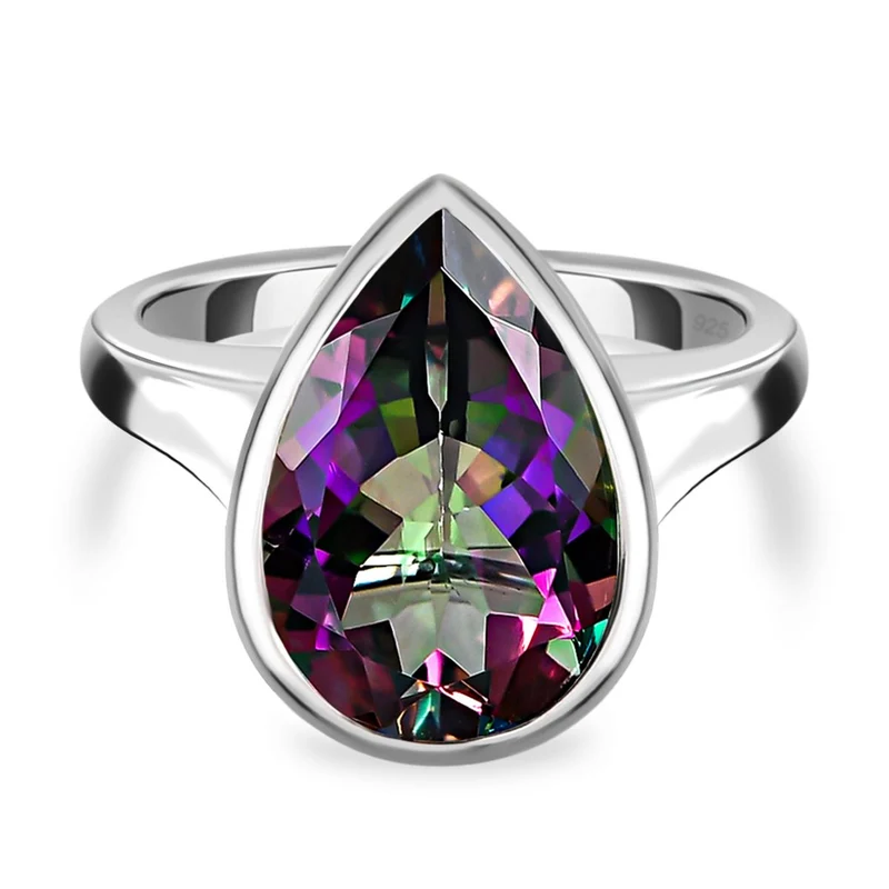 Nordlicht Mystik Topas Ring, 925 Silber platiniert ca. 6,46 ct