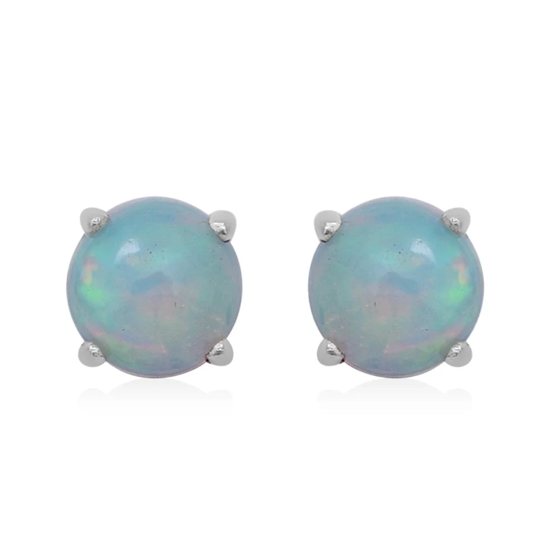 Natürliche, äthiopische Welo Opal-Ohrstecker, 925 Silber platiniert ca. 1,00 ct