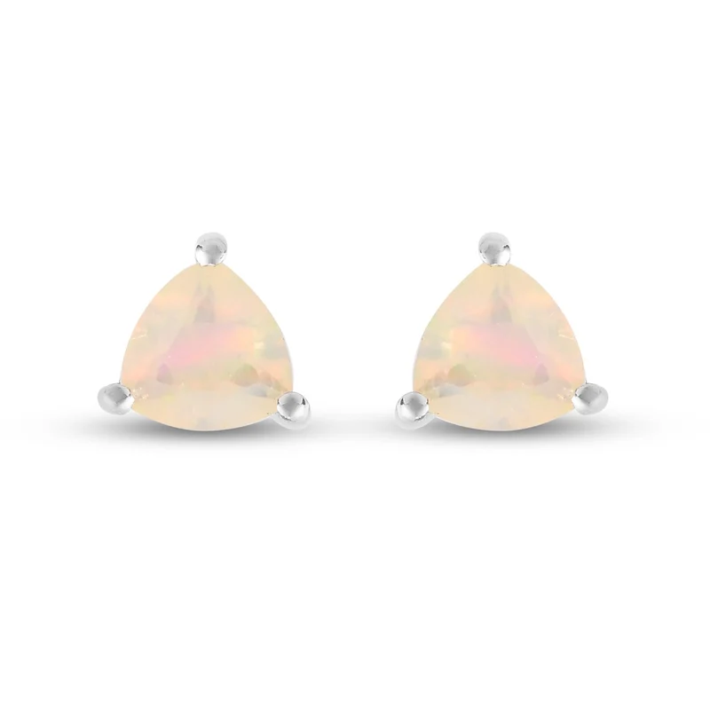 Natürlicher Äthiopischer Opal Ohrstecker 925 Silber platiniert ca. 0,74 ct
