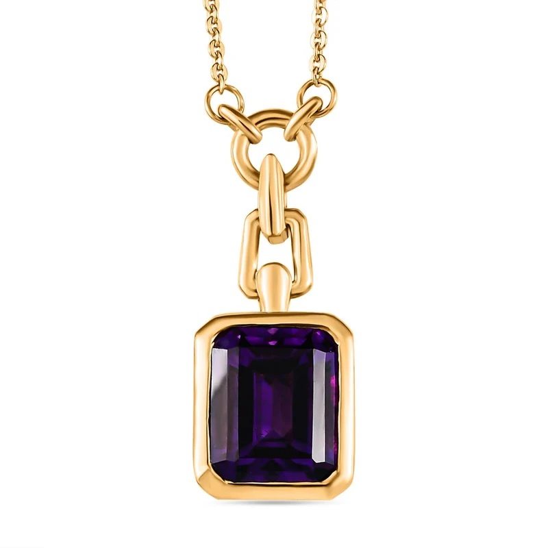 Natürliche, marokkanische Amethyst Halskette, ca. 45 cm, 925 Silber vergoldet ca. 3.41 ct