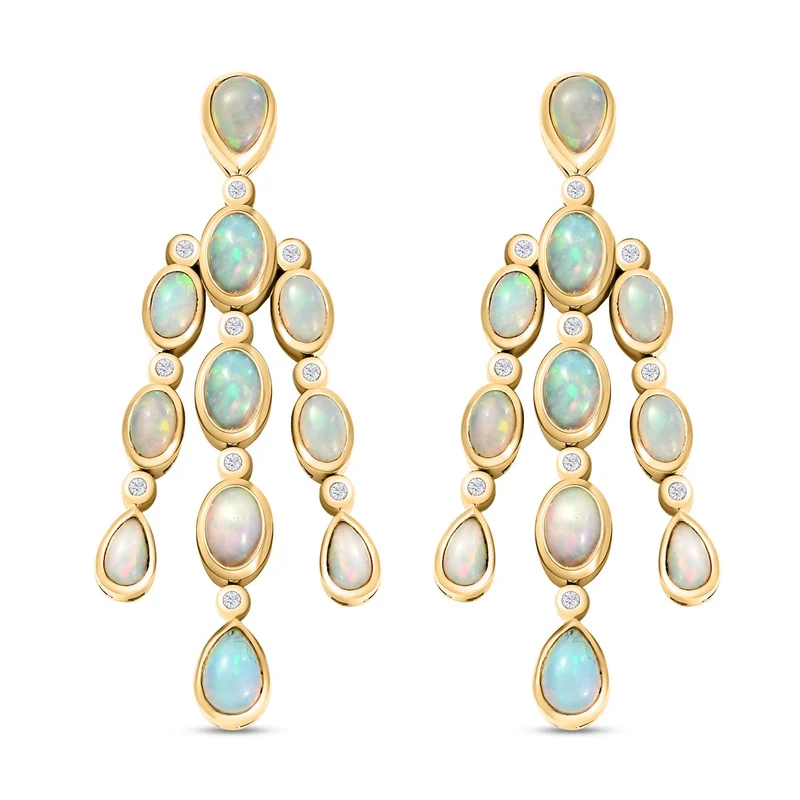 Natürliche, äthiopische Welo Opal Ohrringe, 925 Silber vergoldet ca. 5,19 ct