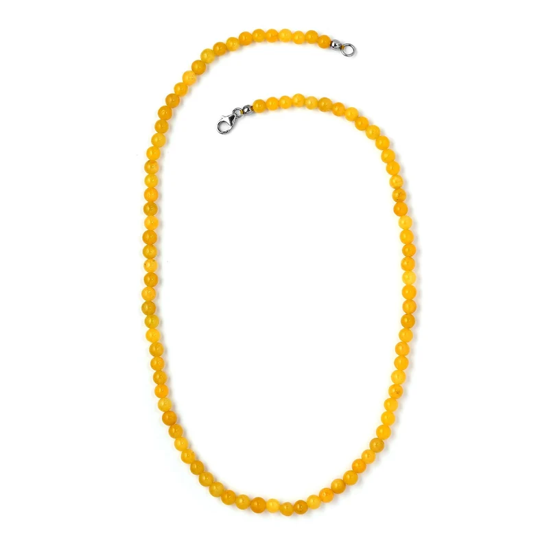 CLOSE OUT DEAL Honig Jade Halskette, ca. 50 cm, 925 Silber rhodiniert ca. 133,35 ct
