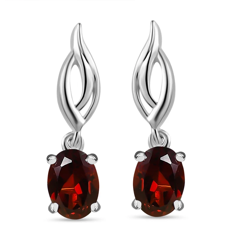 Rote Granat Ohrringe, 925 Silber ca. 2,10 ct
