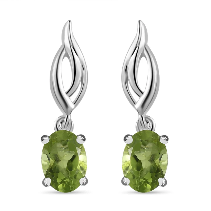 Natürliche Peridot-Ohrringe, 925 Silber ca. 1,75 ct