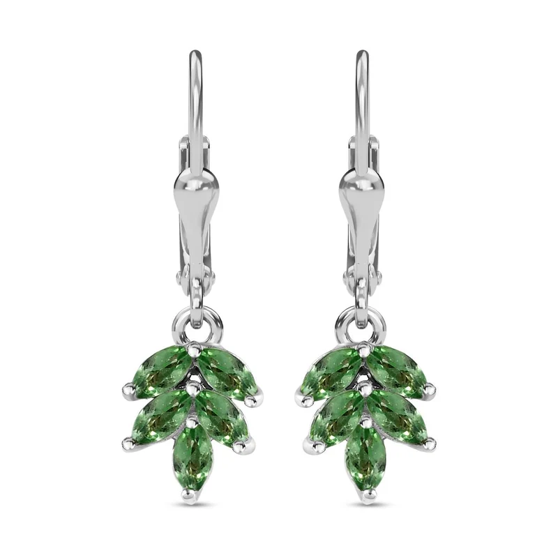 Natürliche Merelani Mint-Granat Ohrringe, 925 Silber platiniert ca. 0.94 ct