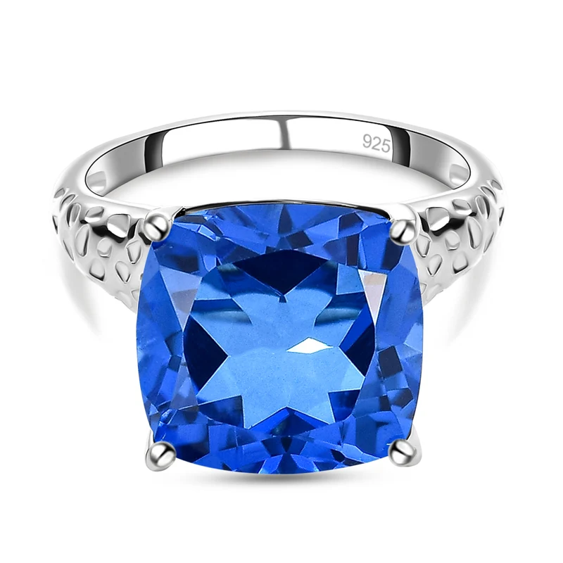 Ceylon Farbe Quarz Ring, 925 Silber platiniert ca. 6.64 ct