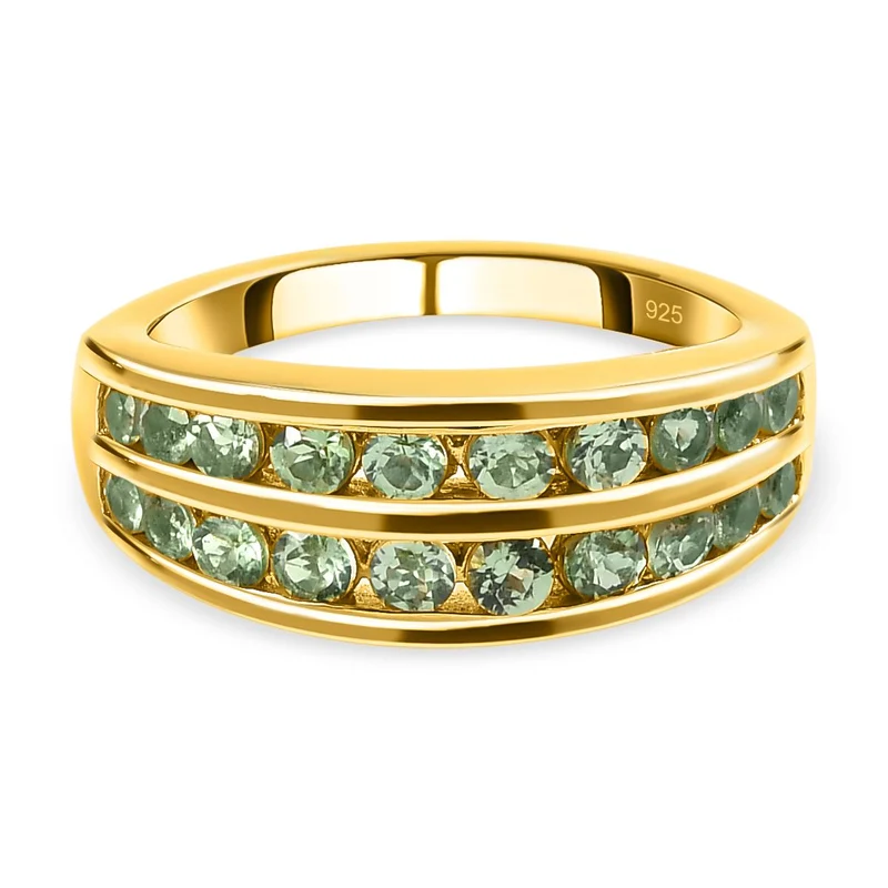 Merelani Mint-Granat Ring, 925 Silber Gelbgold Vermeil ca. 1.41 ct