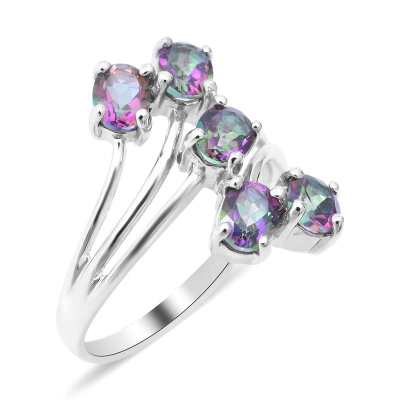 Nordlicht Mystik-Topas Ring, 925 Silber platiniert ca. 2.40 ct