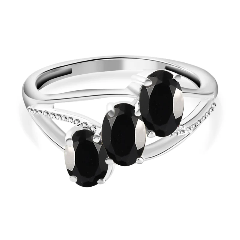 Schwarzer Spinell Ring, 925 Silber ca. 1,34 ct