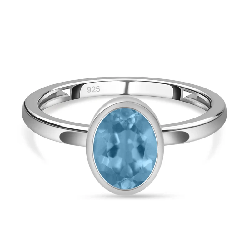 Himmelblauer Topas Ring, 925 Silber ca. 1,45 ct